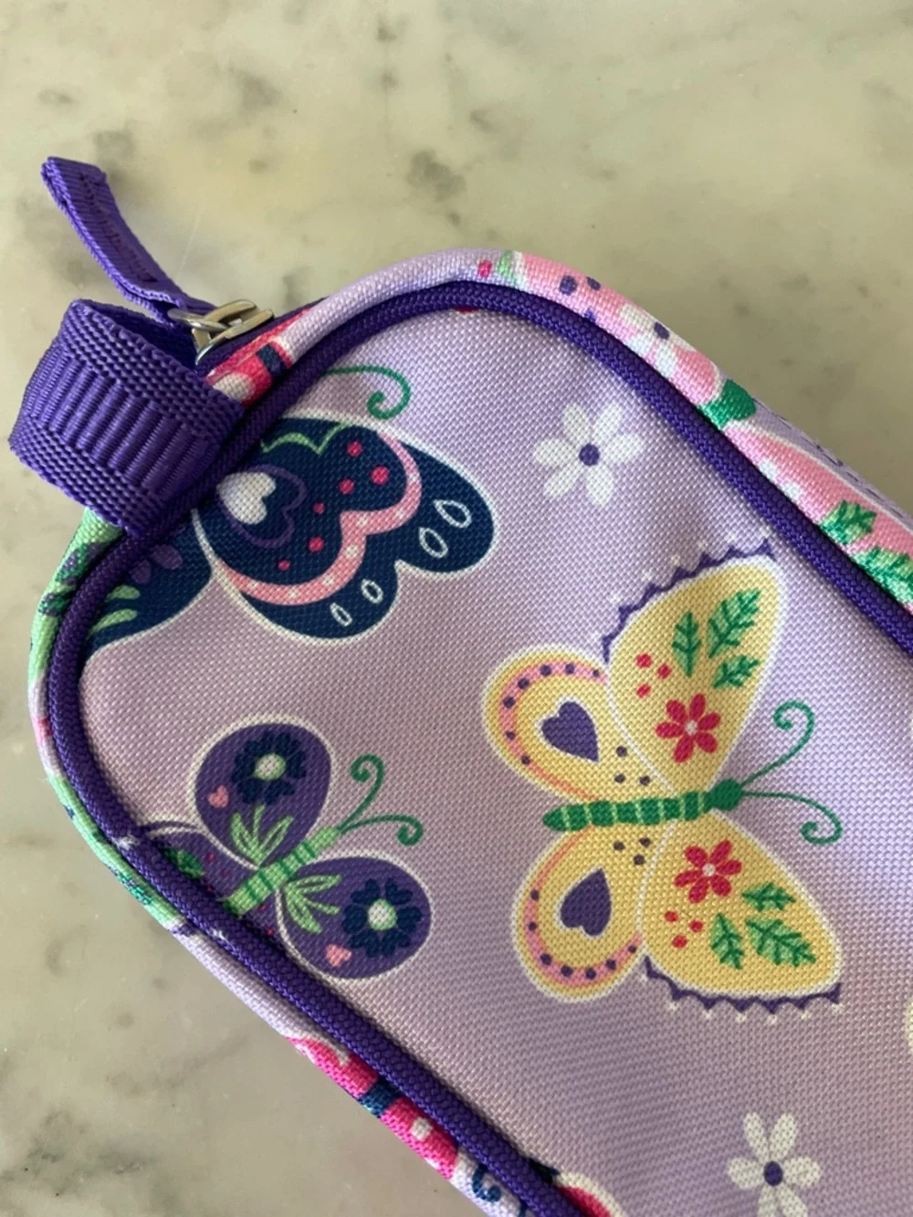POTTERY BARN KIDS Mackenzie Lavender Butterfly Pencil Case Pouch Purple Trim
